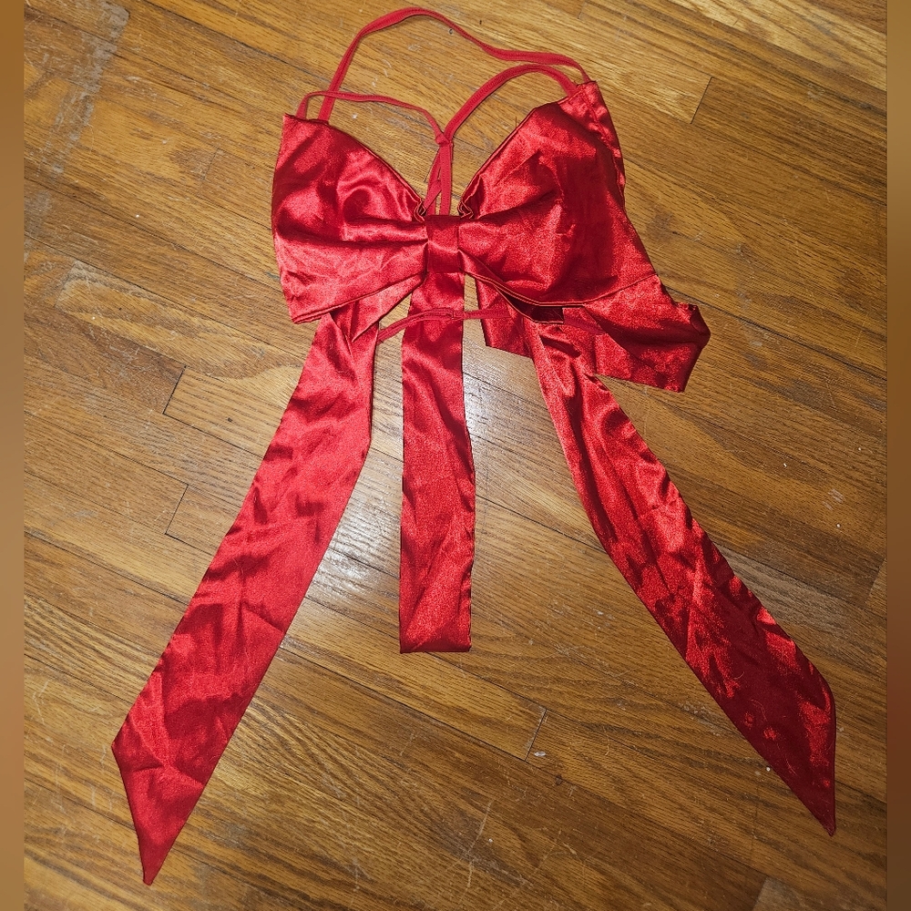 Red Satin Bow Bralette - Women Intimates & Sleepwear By Bodyrage